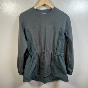 Athleta Triumph Hybrid Crewneck Sweatshirt Size Small Green Athletic Cozy Comfy